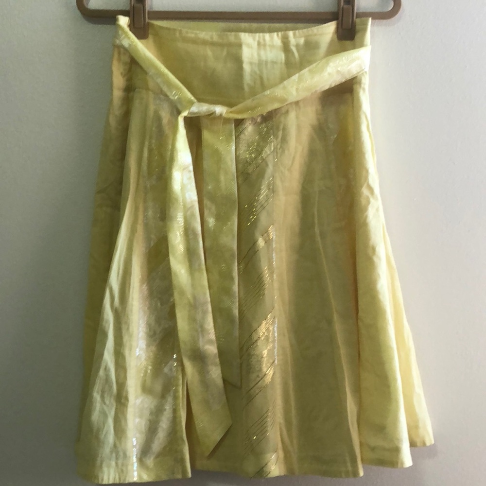 Anthropologie Odille Yellow Floral Skirt Sz 4